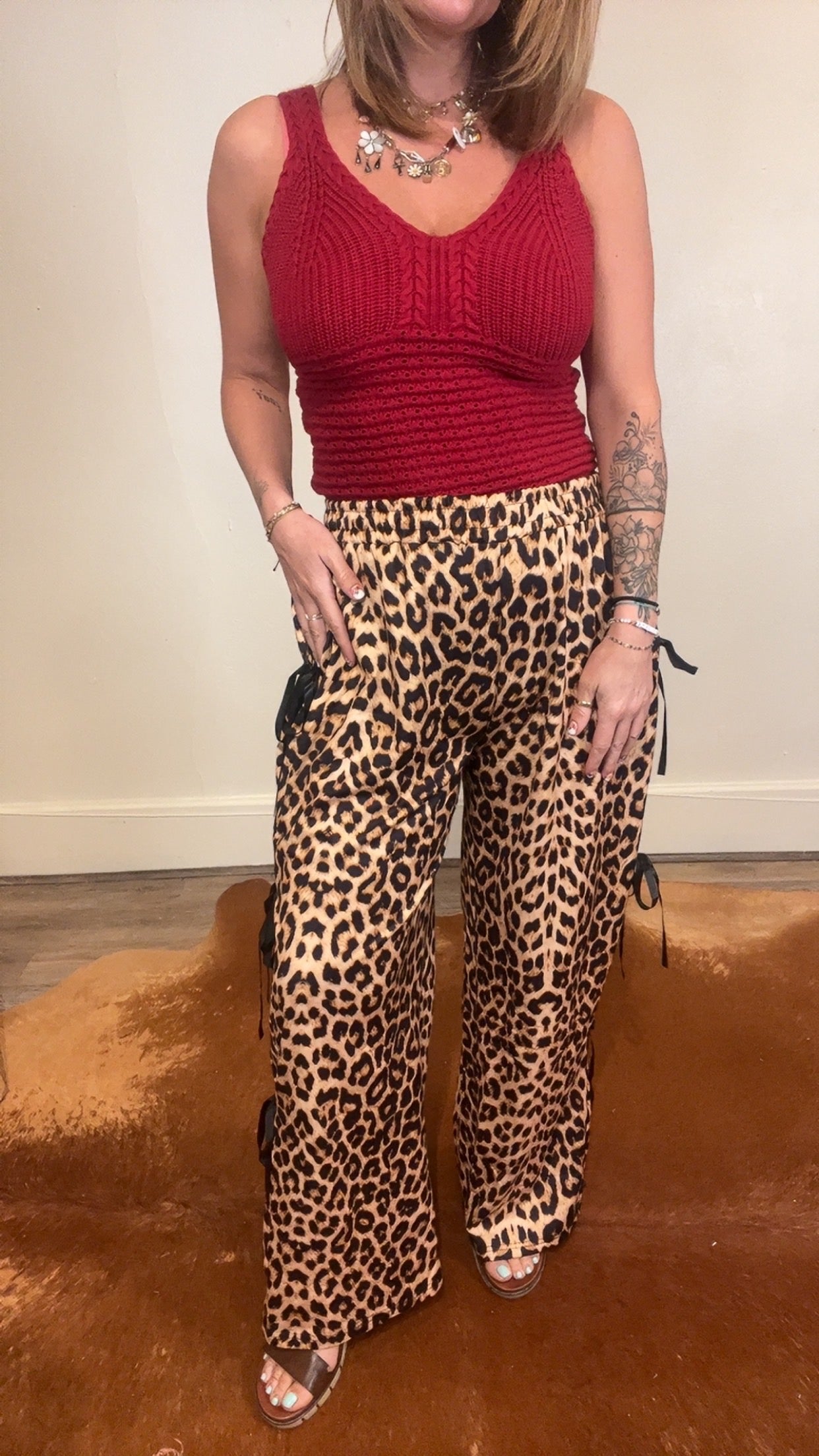 Leopard Bow tie Pants
