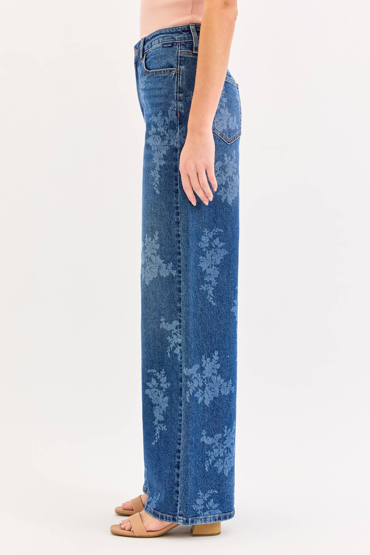 Cello High Rise Floral Wide Leg jeans