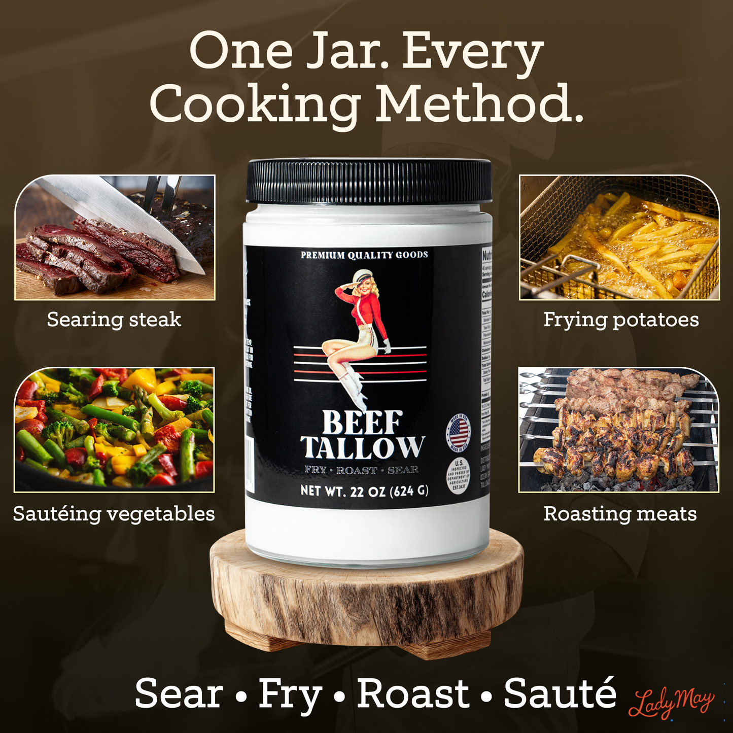ONLINE EXCLUSIVE 22oz Premium Grass-Fed Beef Tallow | Restaurant-Proven Cooking Fat | Seed Oil-Free