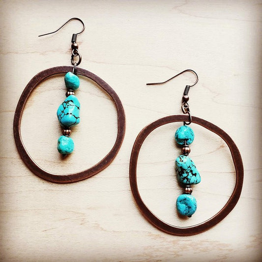 ONLINE EXCLUSIVE Copper Hoop Earrings w/ Blue Turquoise and Copper