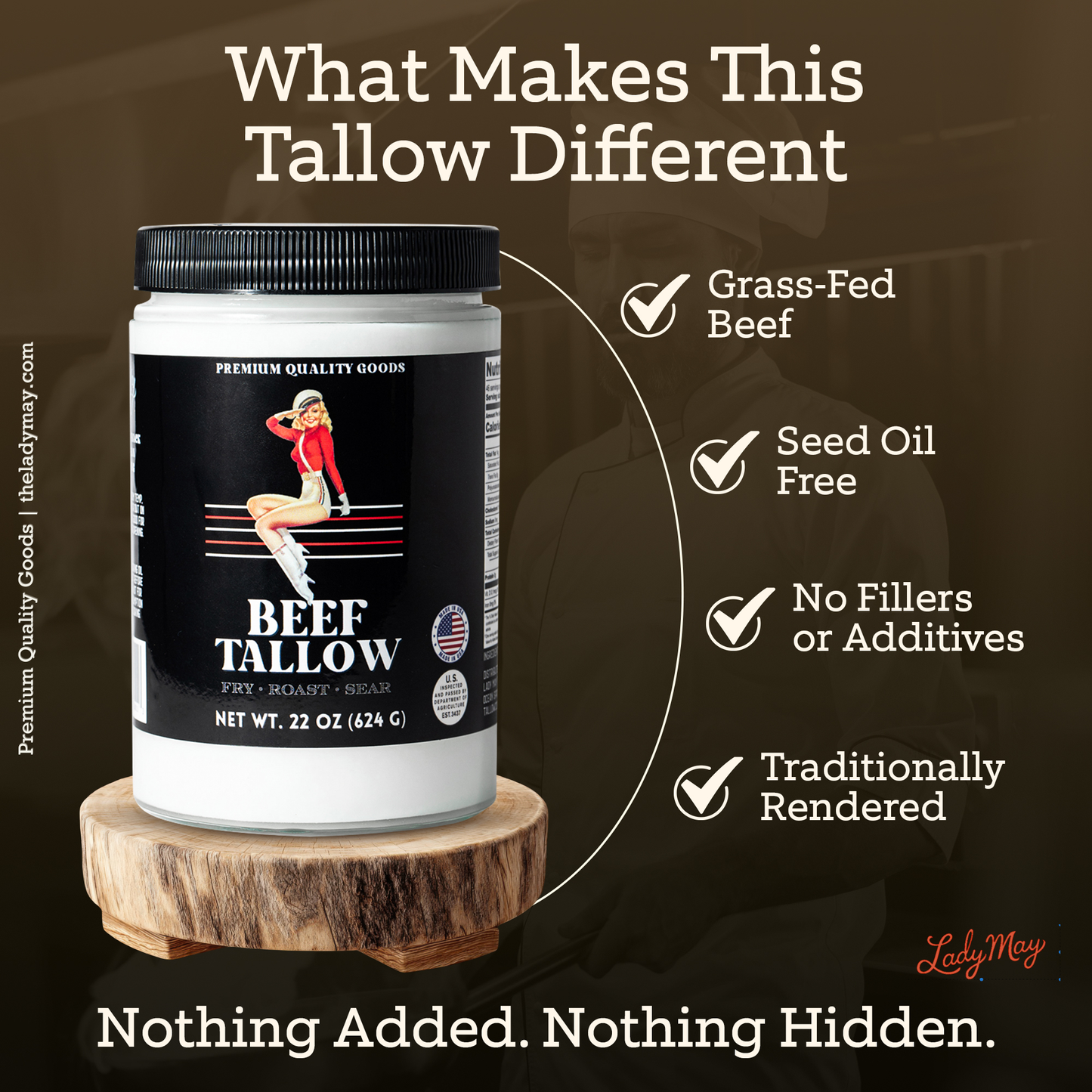 ONLINE EXCLUSIVE 22oz Premium Grass-Fed Beef Tallow | Restaurant-Proven Cooking Fat | Seed Oil-Free