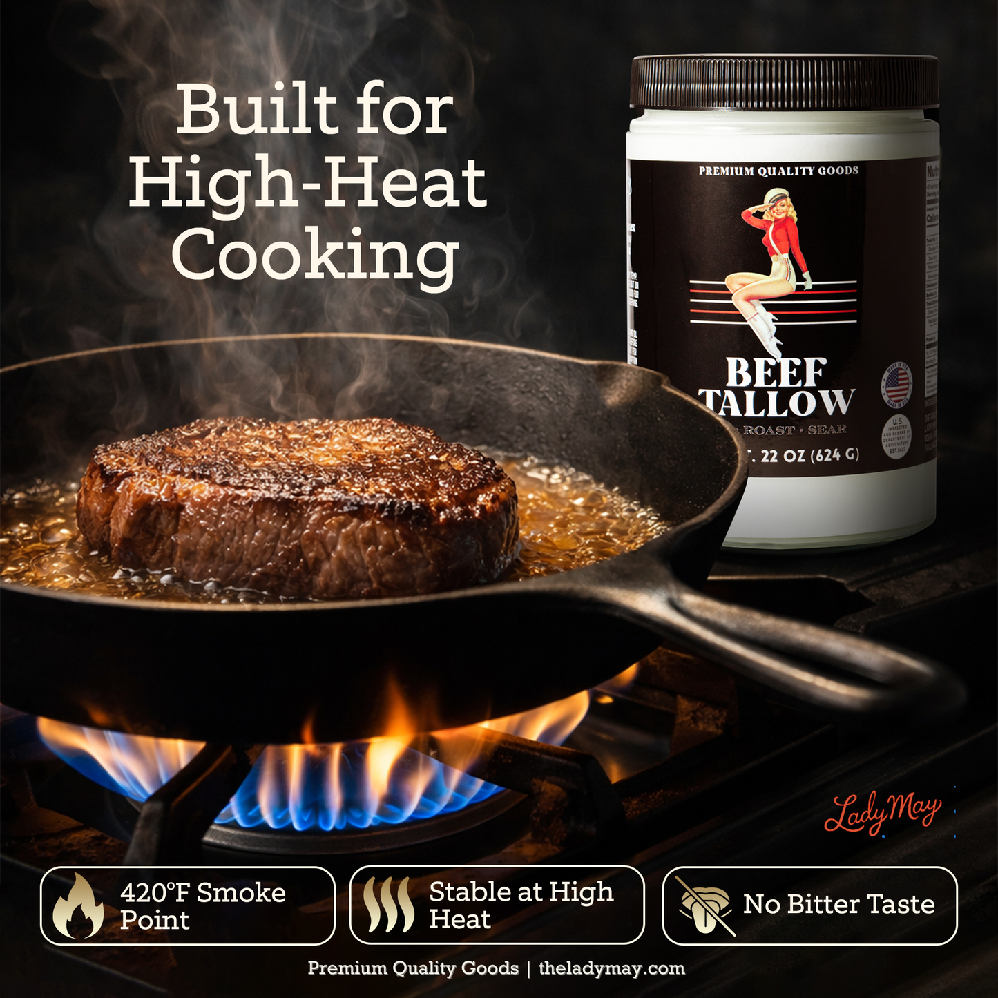 ONLINE EXCLUSIVE 22oz Premium Grass-Fed Beef Tallow | Restaurant-Proven Cooking Fat | Seed Oil-Free