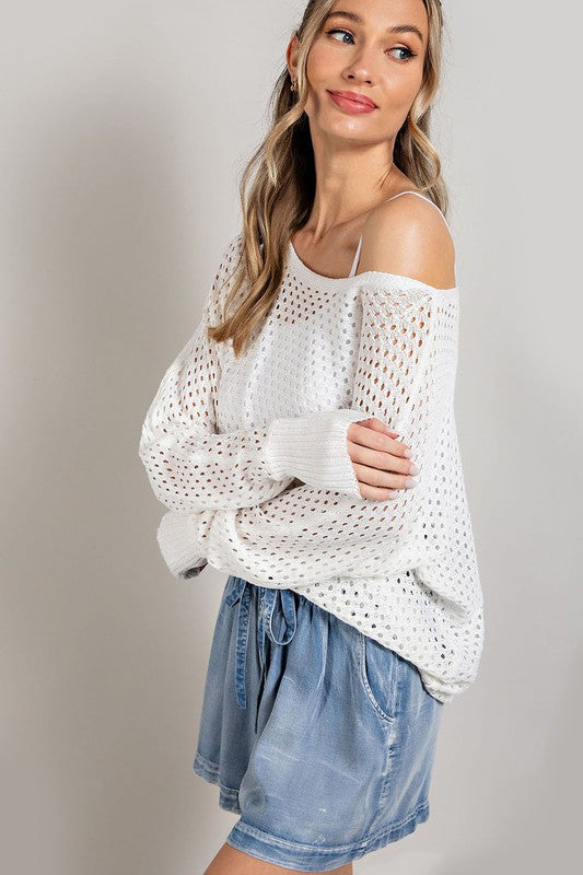 ONLINE EXCLUSIVE EYELET KNIT SWEATER TOP