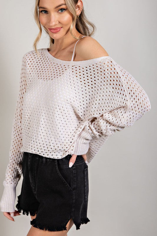 ONLINE EXCLUSIVE EYELET KNIT SWEATER TOP