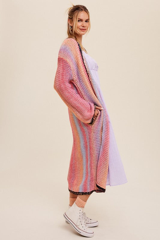 ONLINE EXCLUSIVE Multi Color Gradation Long Knit Open Cardigan