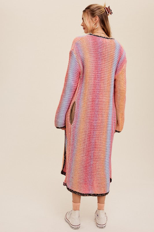 ONLINE EXCLUSIVE Multi Color Gradation Long Knit Open Cardigan