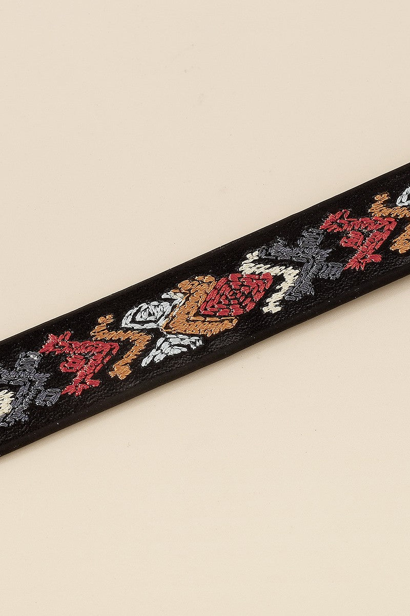 Embroidery Pattern Vegan Leather Choker Necklace