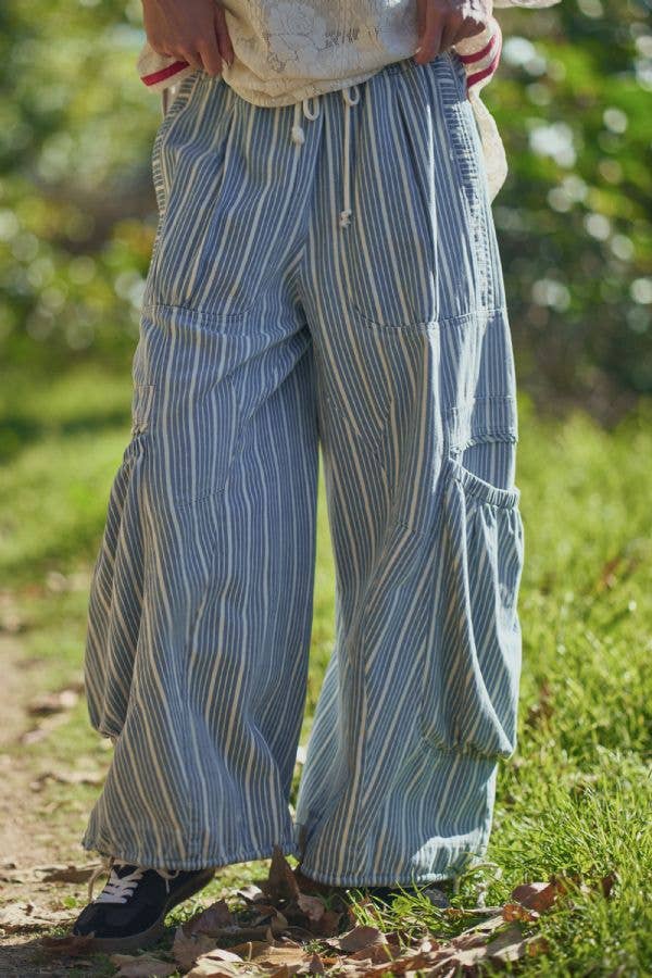 juniper striped wide leg cargo jeans