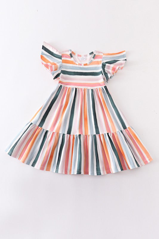 ONLINE EXCLUSIVE Multicolored stripe print girls dress