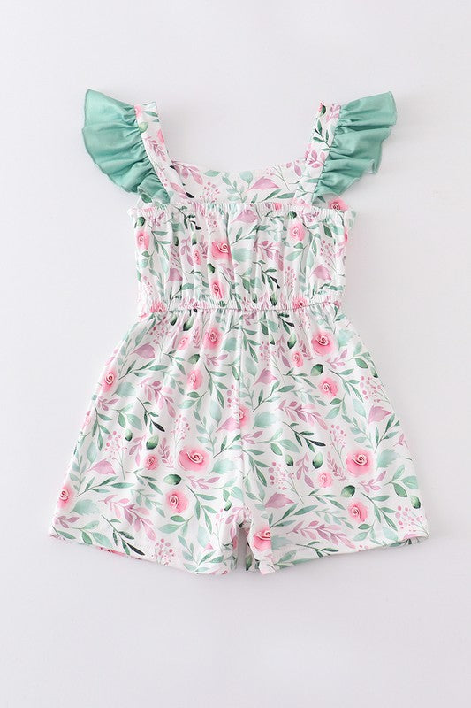 ONLINE EXCLUSIVE Green floral print girl jumpsuit