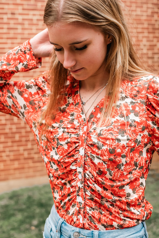 Winnie Ruched button down top
