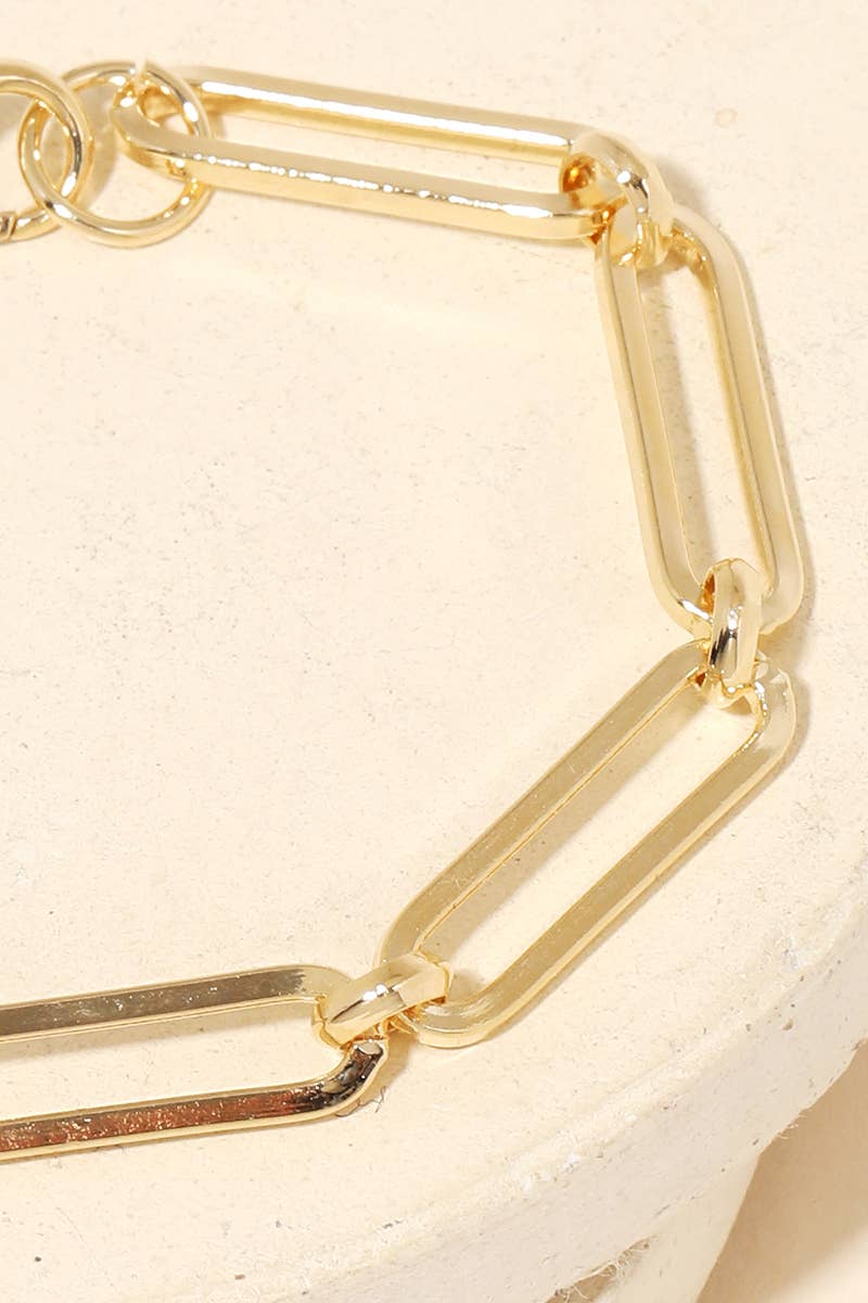 Metallic paperclip oval Chain Link Bracelet