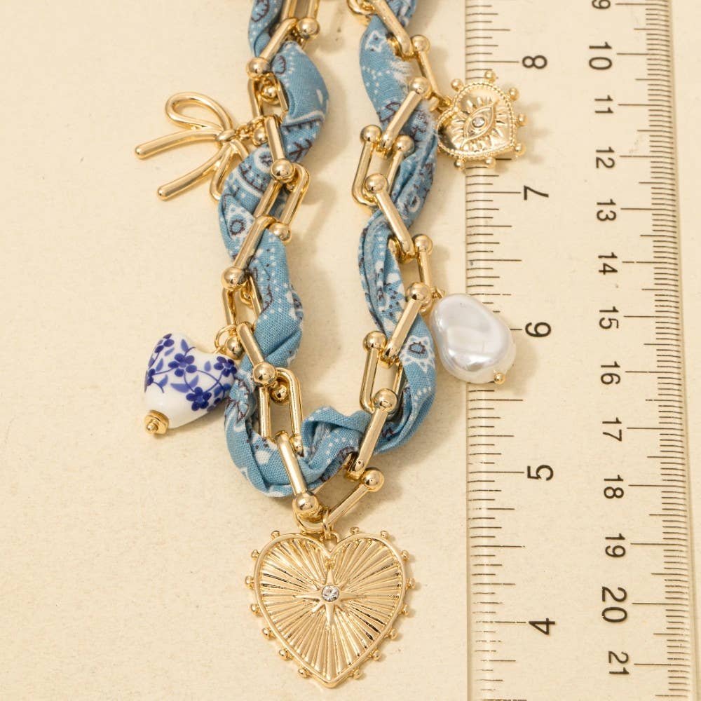 Assorted Charms Bandana And Chain Necklace
