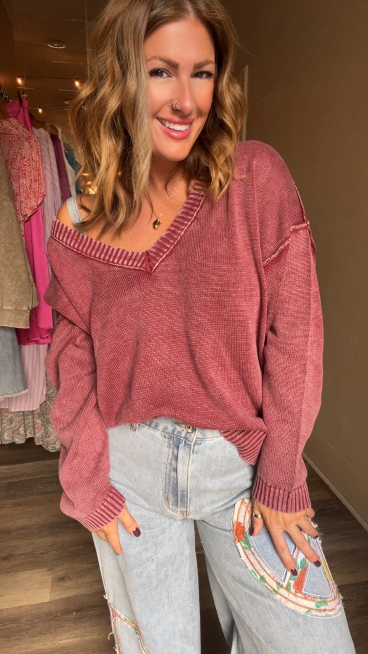 Brooklyn washed knit oversized sweater