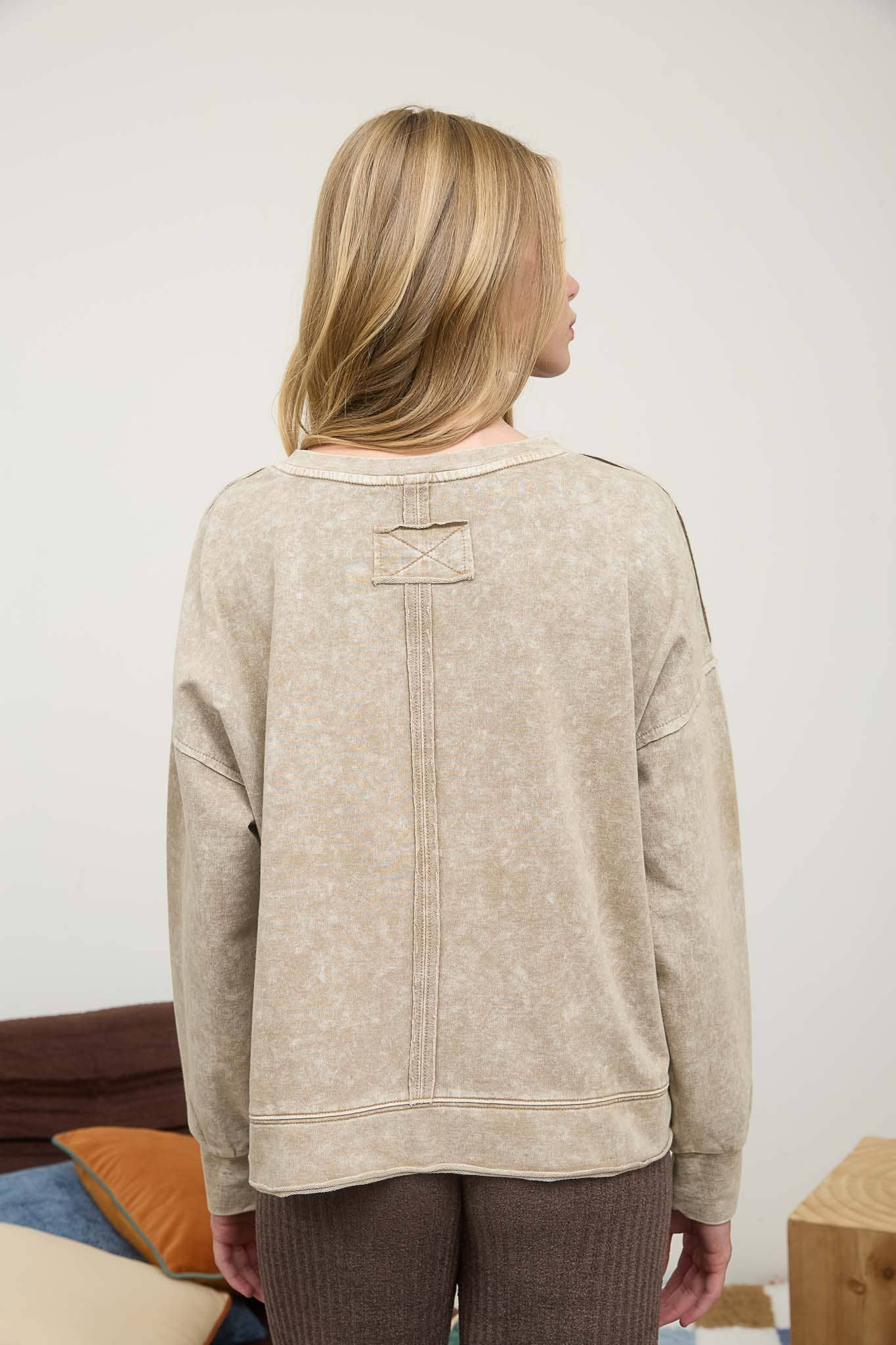 Opal mineral washed knit top