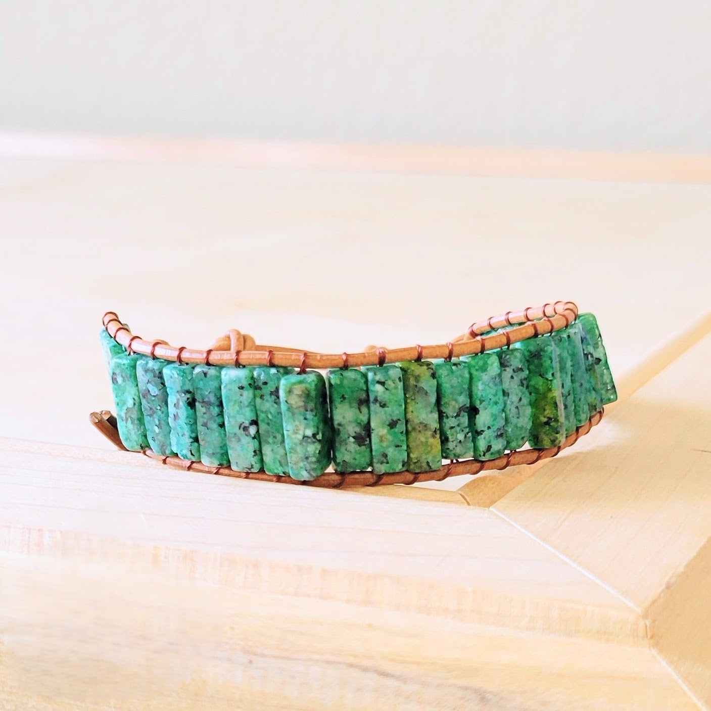 ONLINE EXCLUSIVE Woven African Turquoise Beaded Bracelet 810b