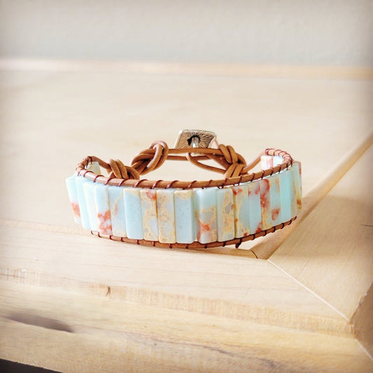 ONLINE EXCLUSIVE Woven Aqua Terra Beaded Bracelet 810a