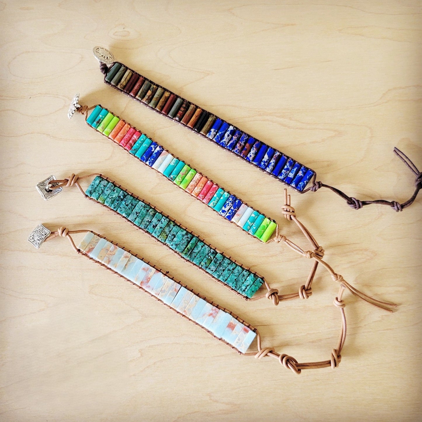 ONLINE EXCLUSIVE Woven Aqua Terra Beaded Bracelet 810a