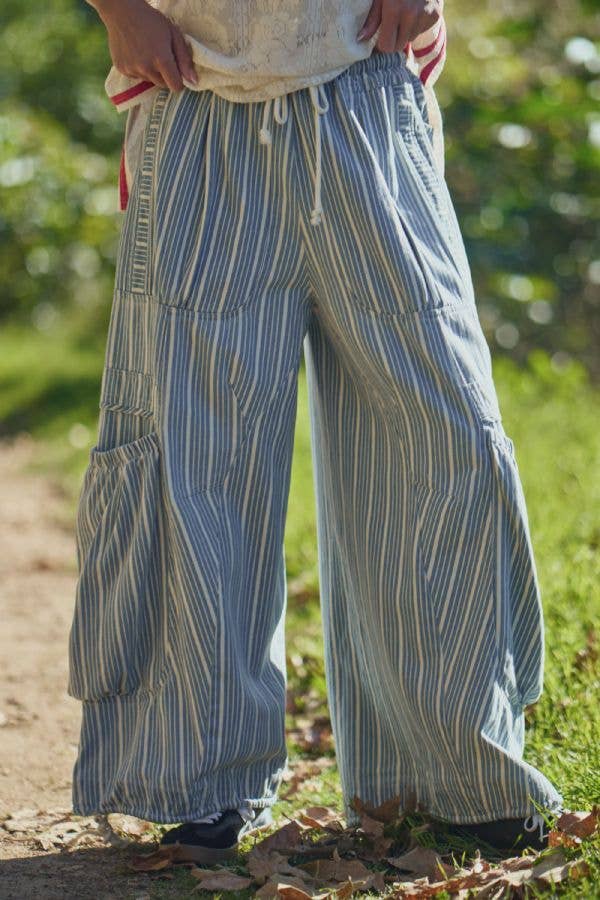 juniper striped wide leg cargo jeans