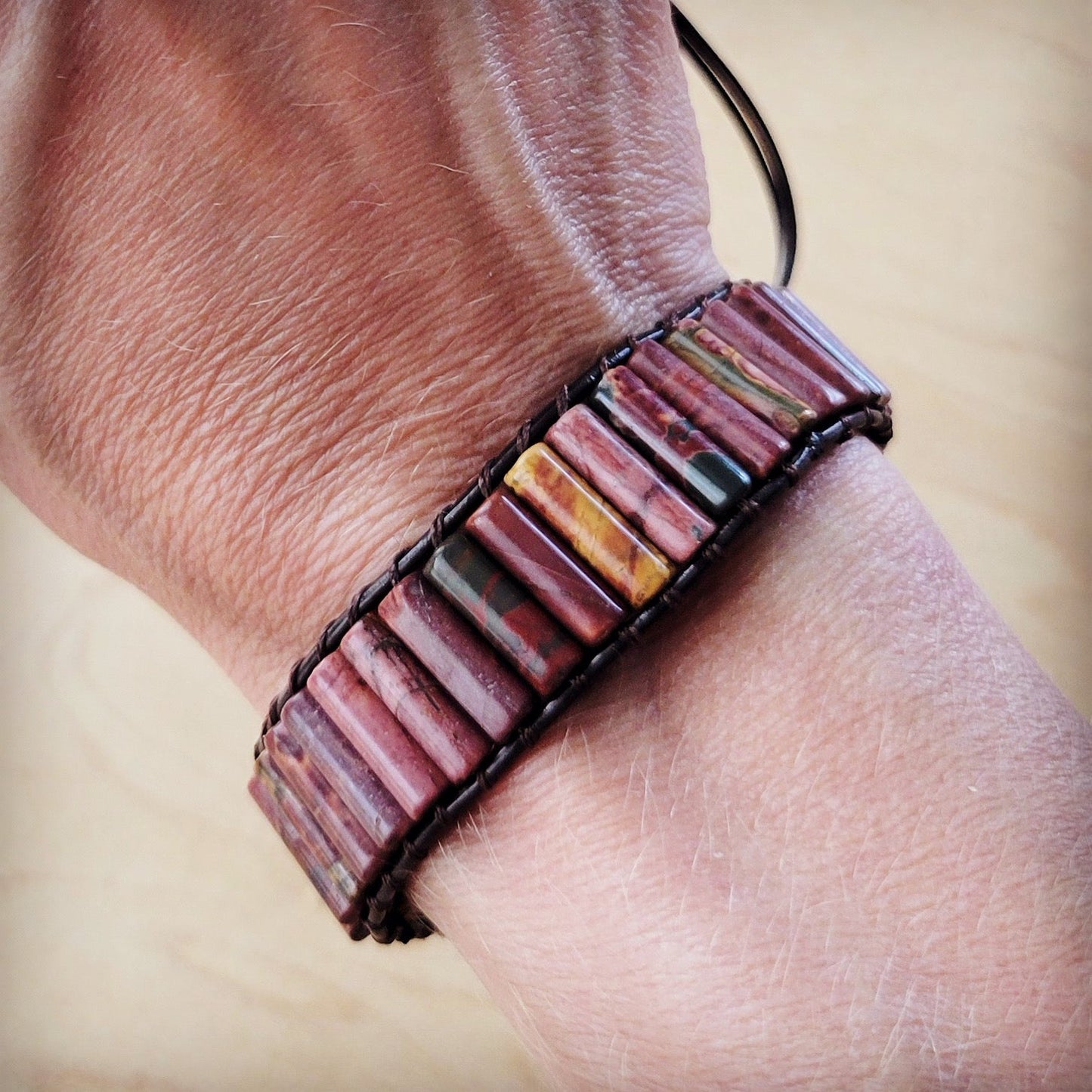 ONLINE EXCLUSIVE Woven Picasso Stacked Stone Beaded Bracelet 810n