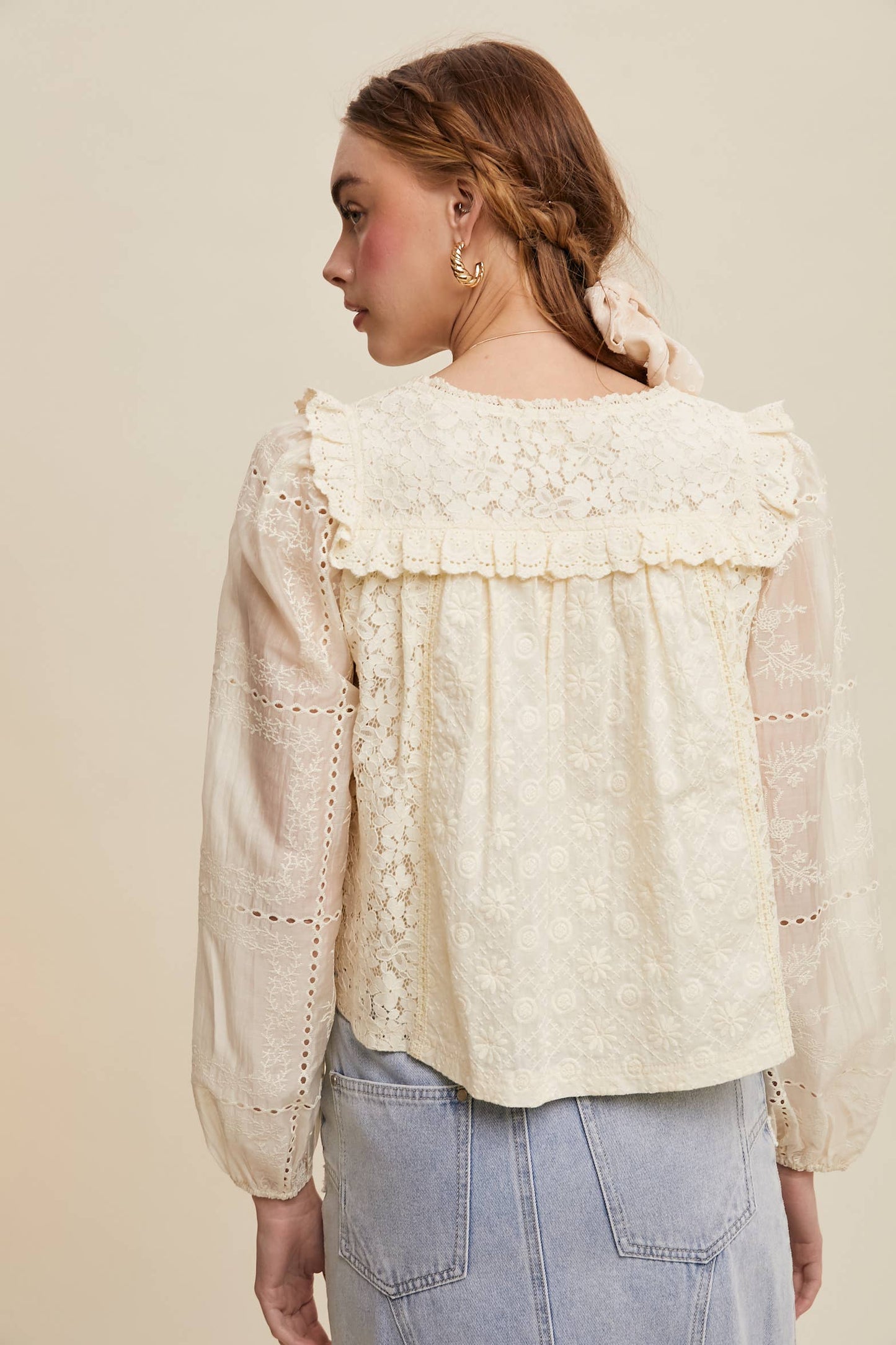 Lina Delicate Embroidered Lace Blouse