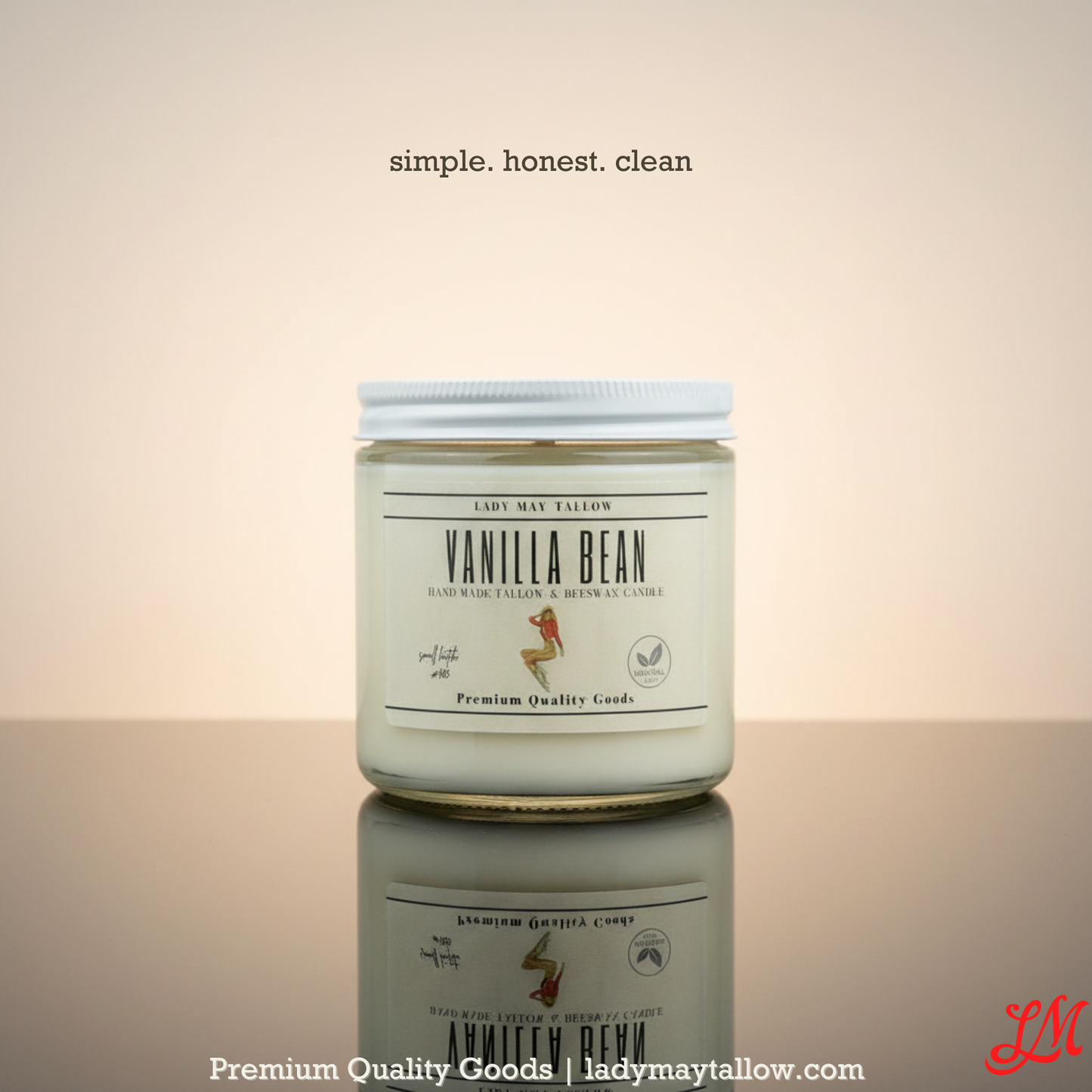 ONLINE EXCLUSIVE - Lady May Tallow "Classic" Tallow & Beeswax Candle