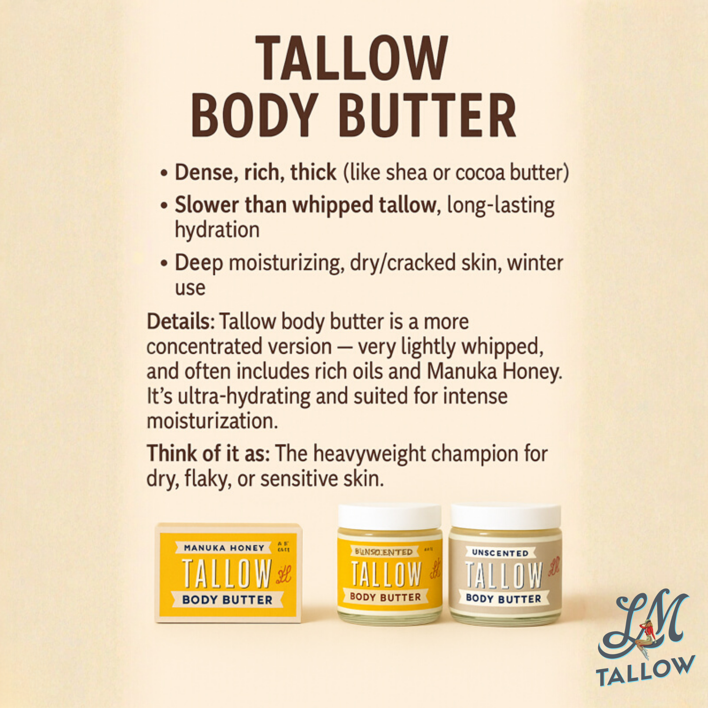 ONLINE EXCLUSIVE Original Tallow Body Butter – Unscented Grass-Fed Beef Tallow Moisturizer | Lady May