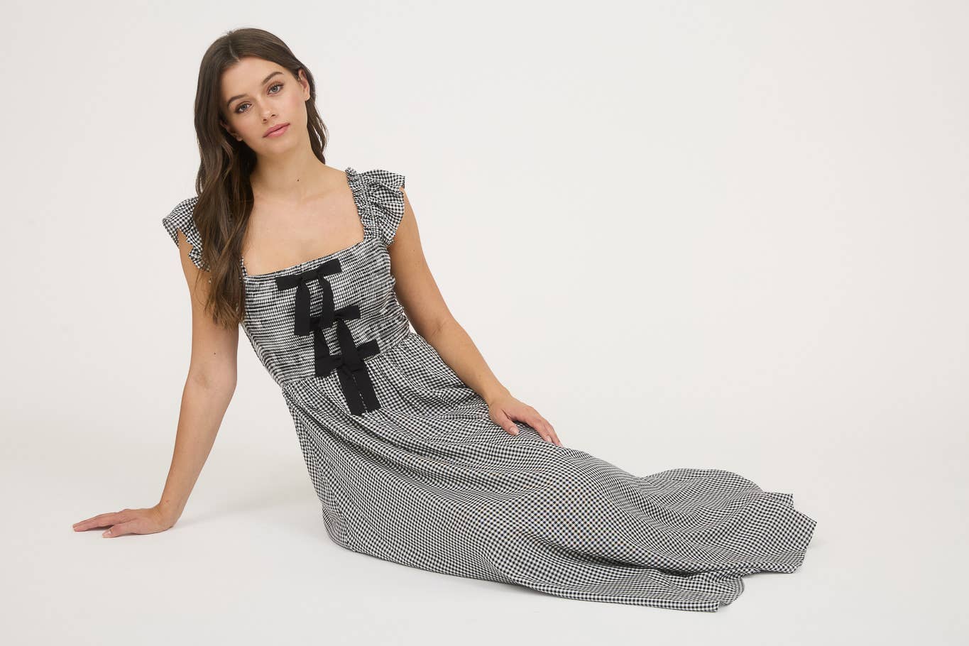 Farley Plaid bow midi dress