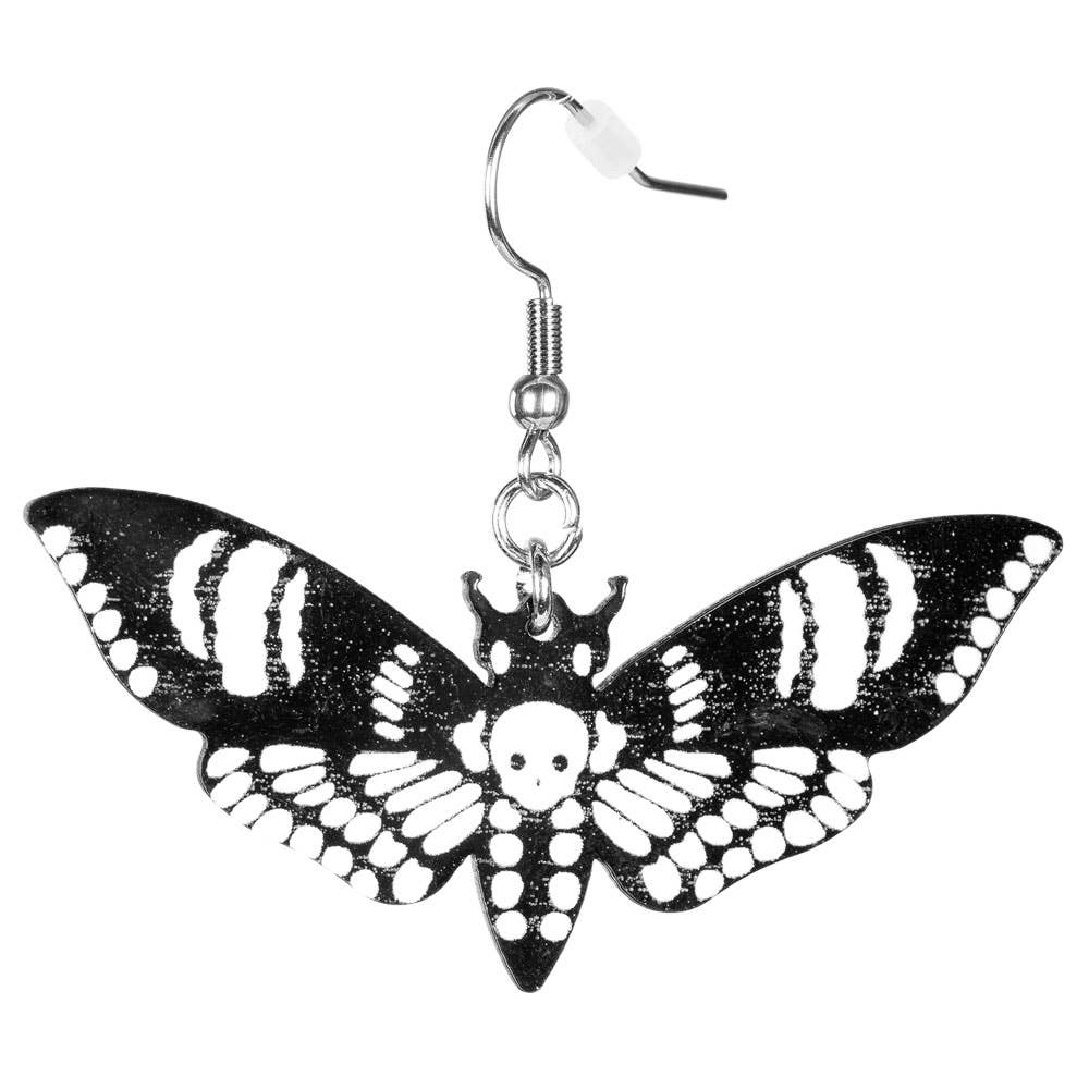 BLACK ACRYLIC MOTH EARRINGS