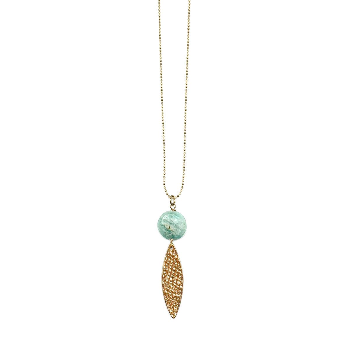 Akriti Gold and Medium Faceted Amazonite Necklace