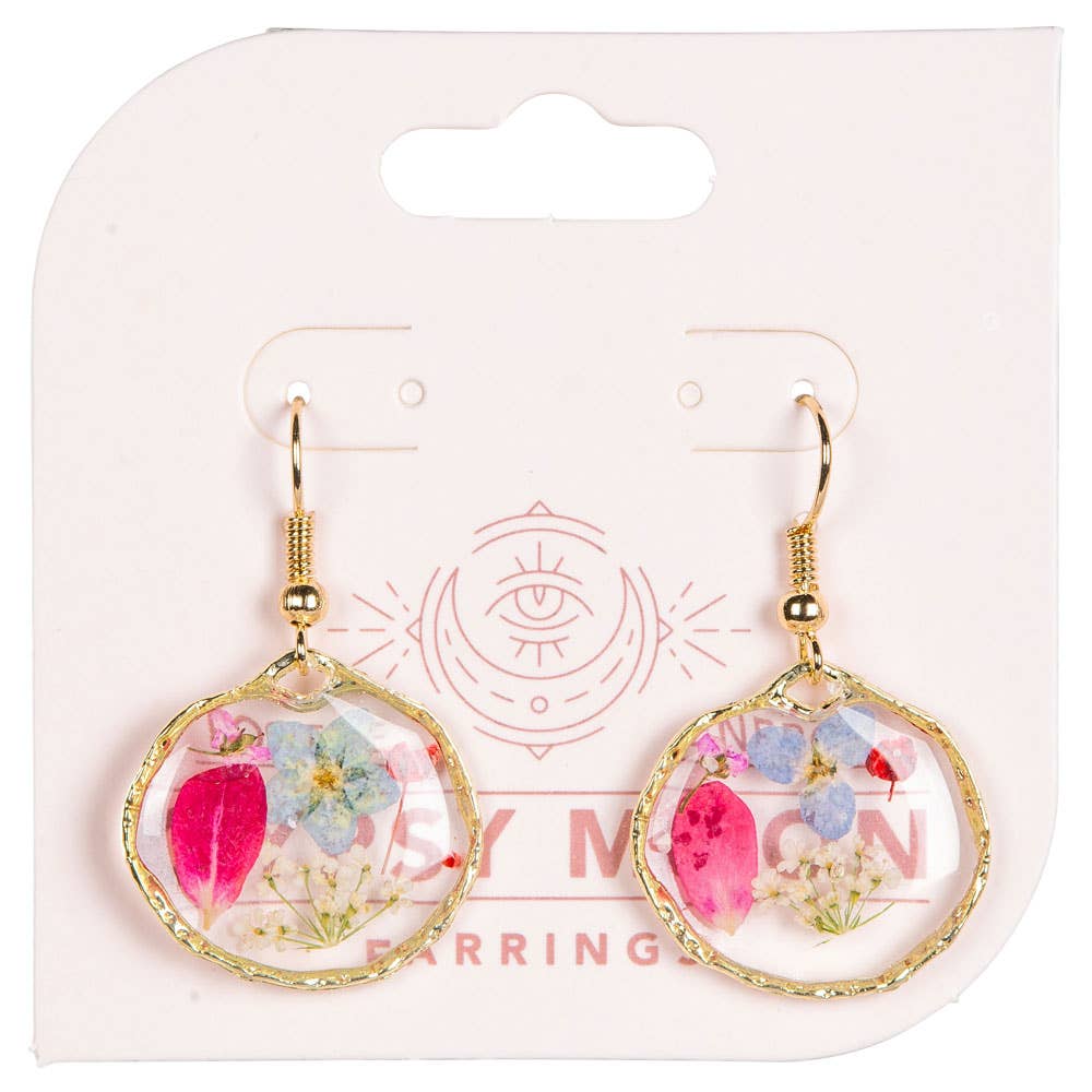 DRIED FLOWER ROUND EARRINGS