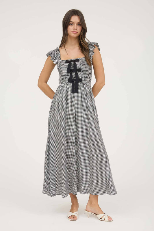 Farley Plaid bow midi dress