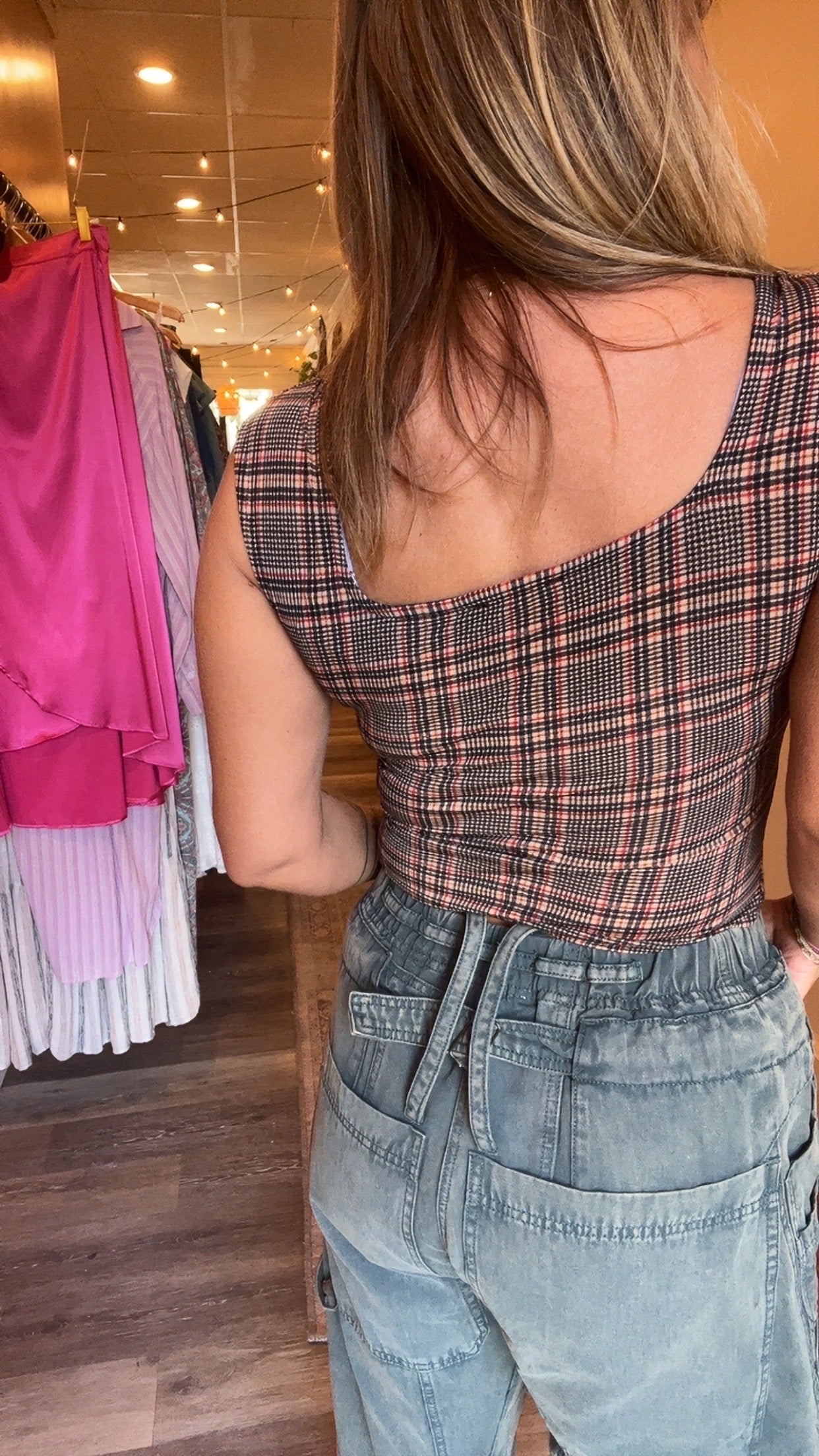 Square up Plaid tank top