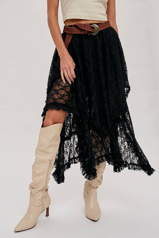 Ashlyn Lace tier midi skirt