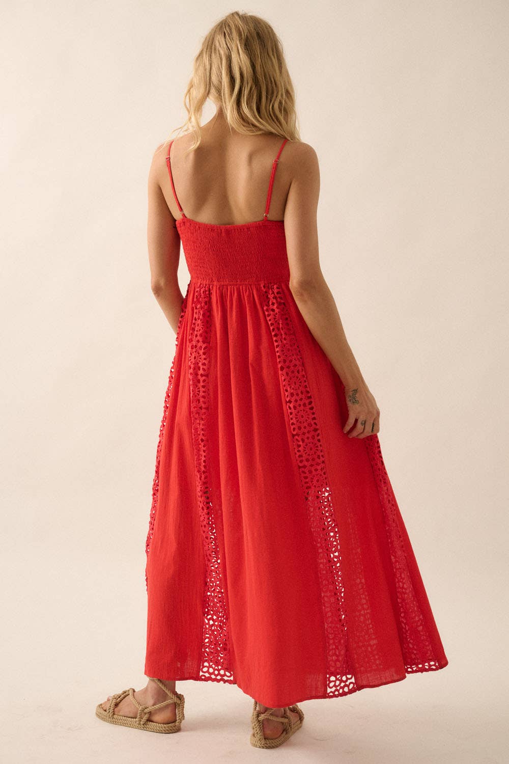 Good Feels Crochet Lace and Crepe Maxi Dress