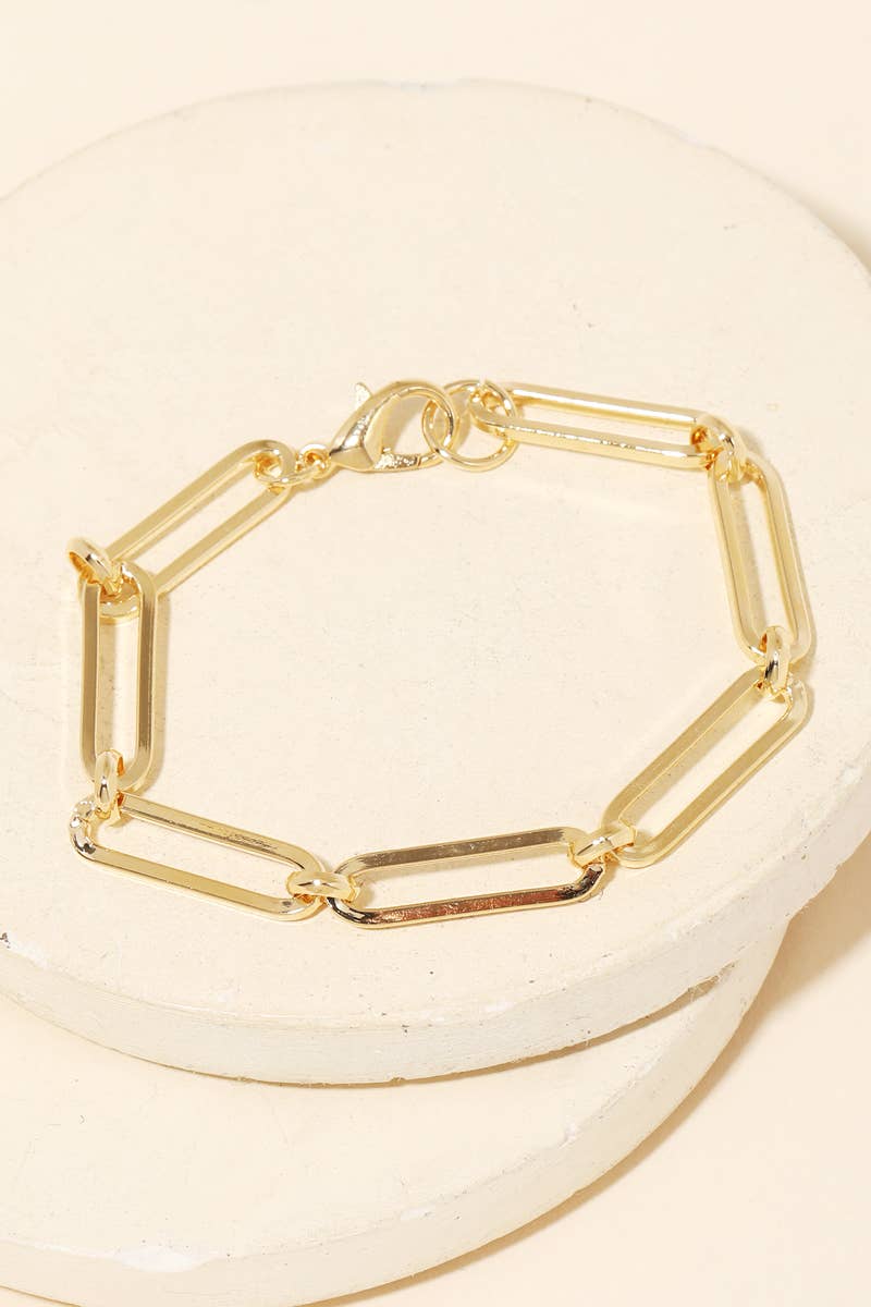 Metallic paperclip oval Chain Link Bracelet