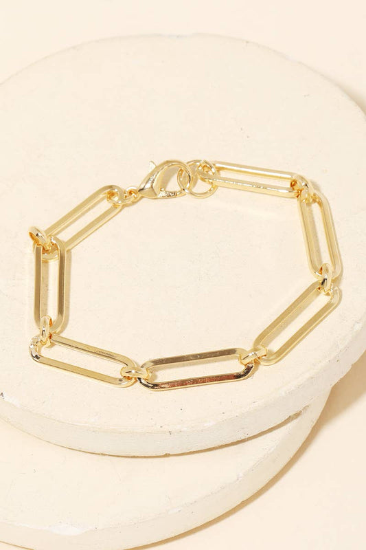 Metallic paperclip oval Chain Link Bracelet