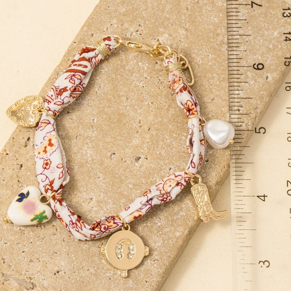 Western Cowboy Boot And Charms Bandana Bracelet