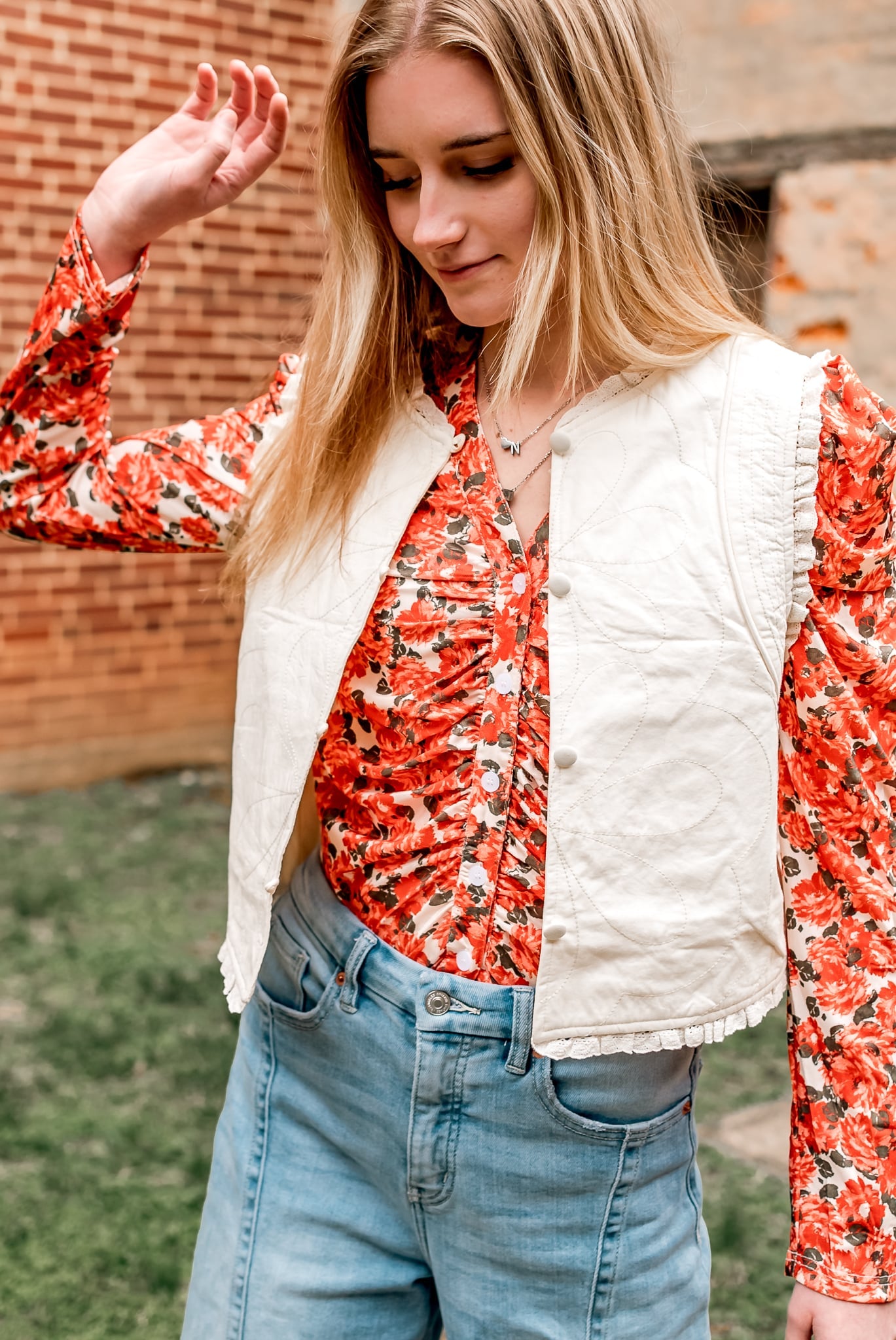 Winnie Ruched button down top