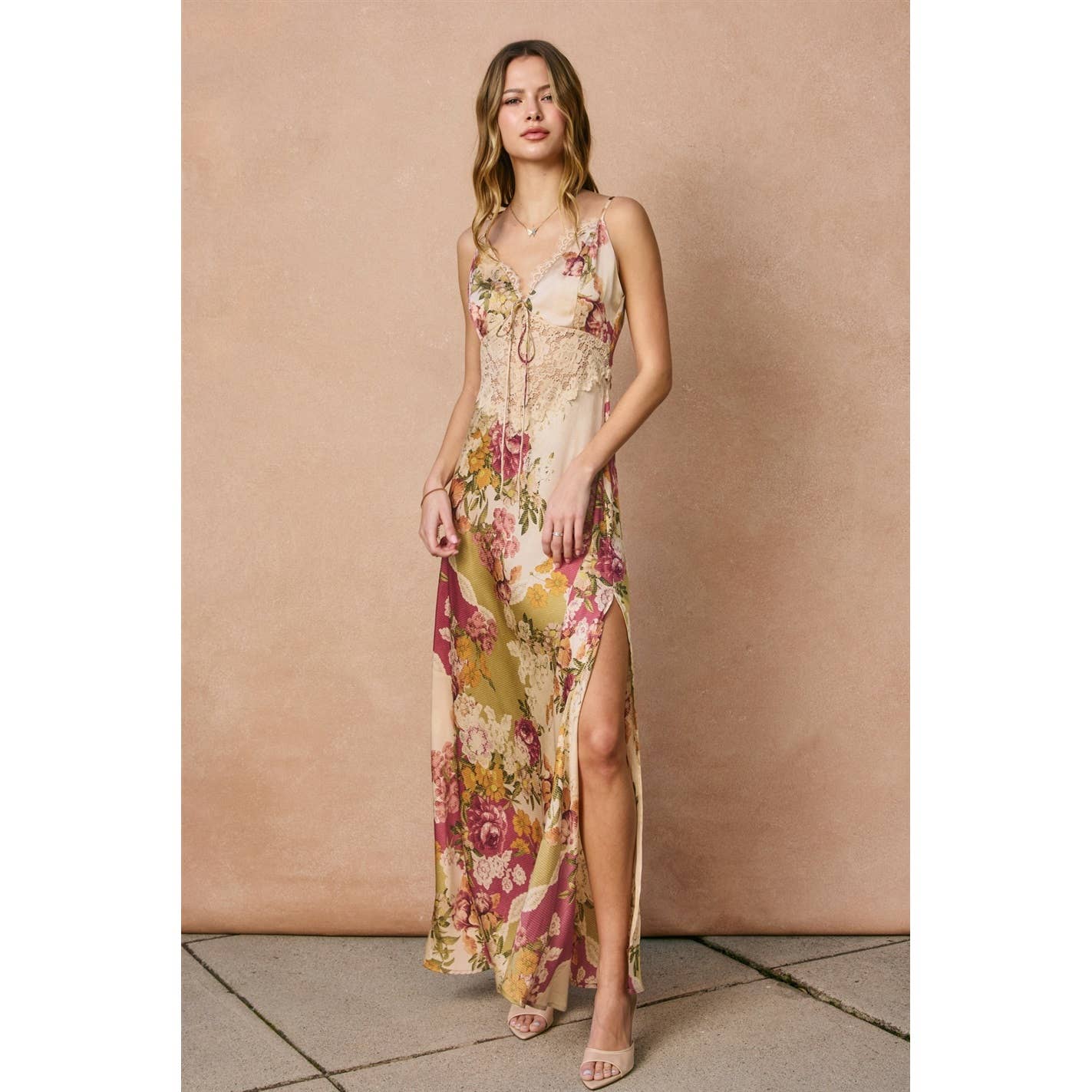 Meadow Romance Lace Detail Maxi Dress