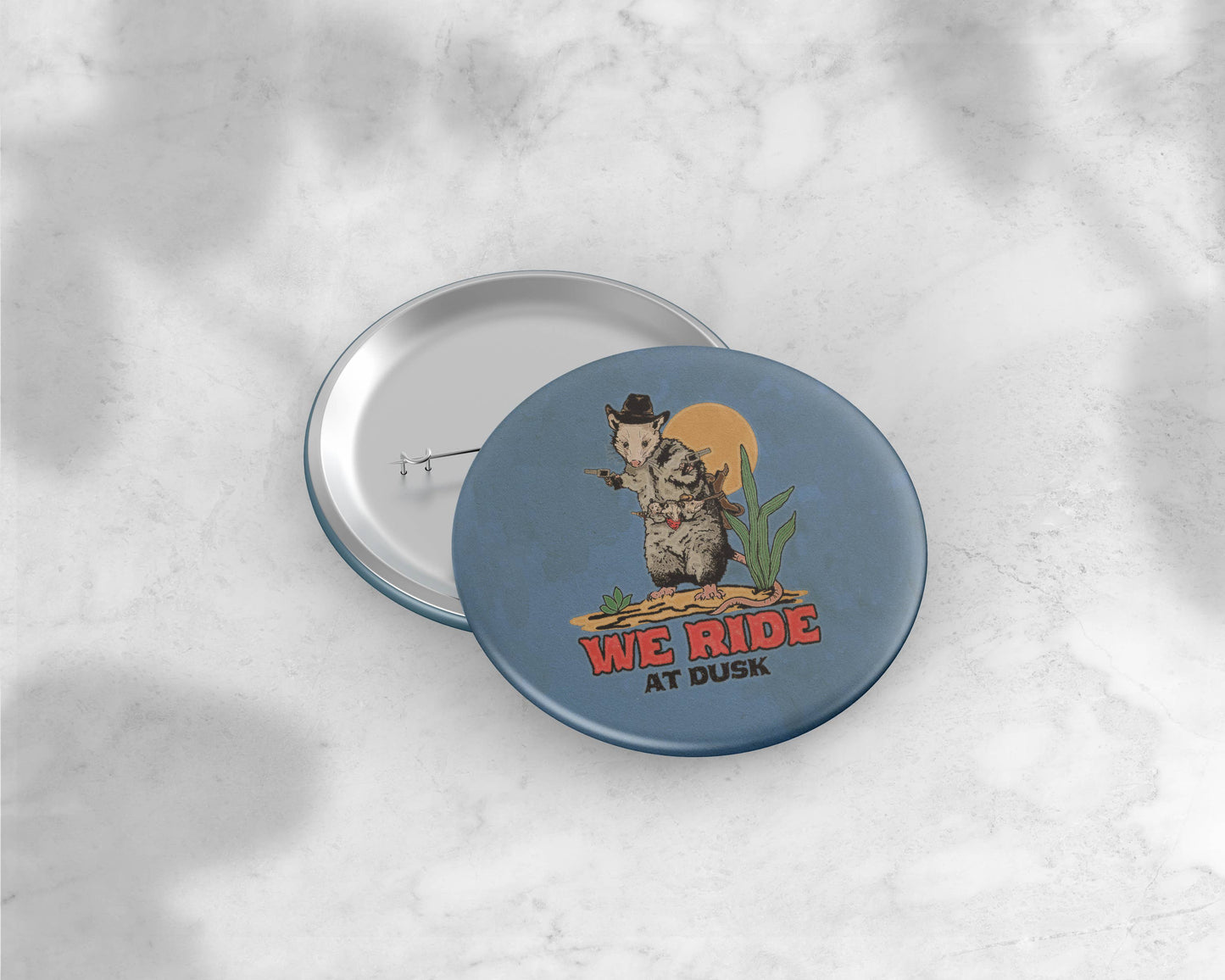 Opossum Cowboy Button