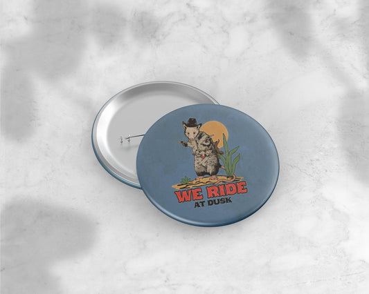 Opossum Cowboy Button