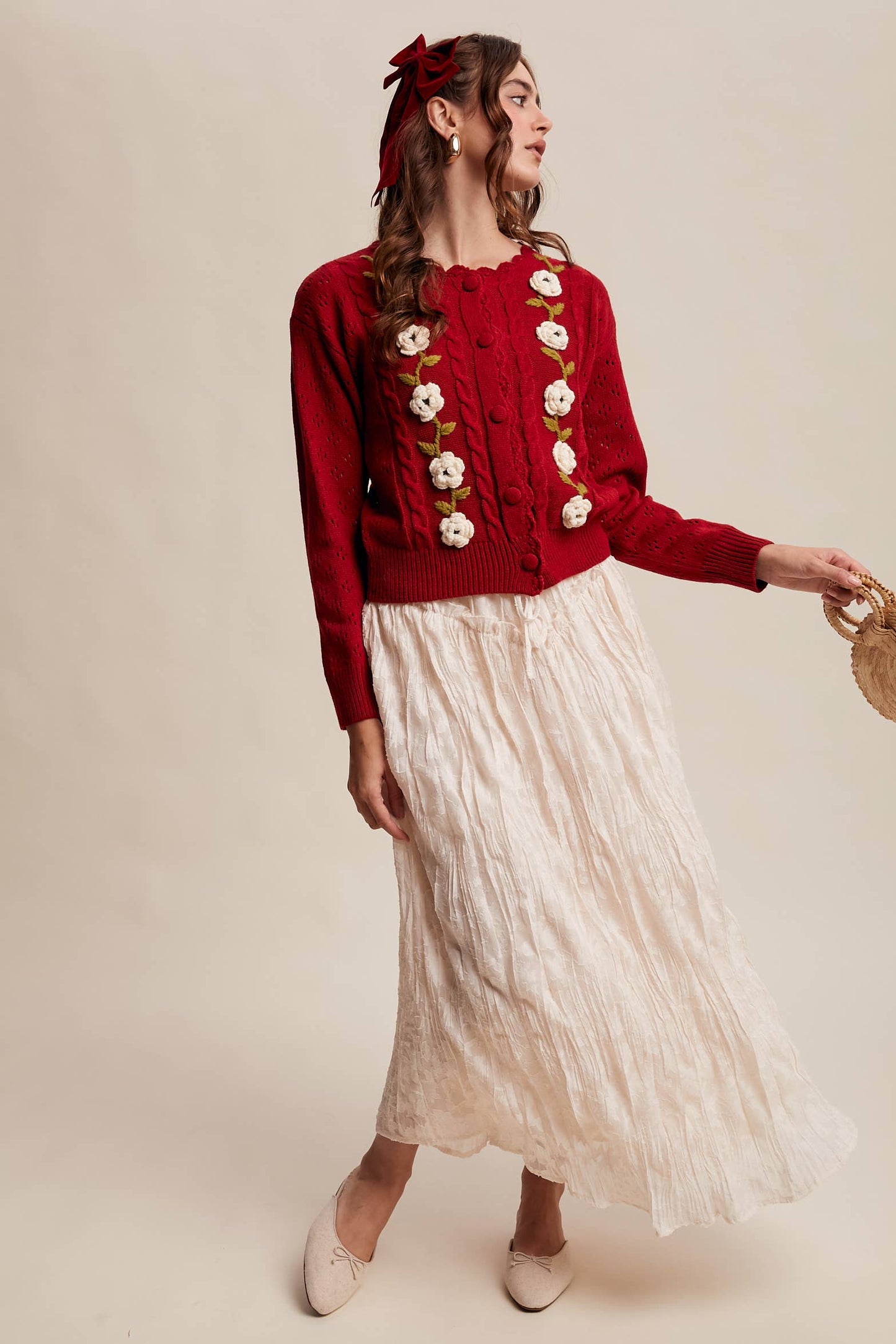 Aria Knit Crochet Flower Cardigan/Sweater