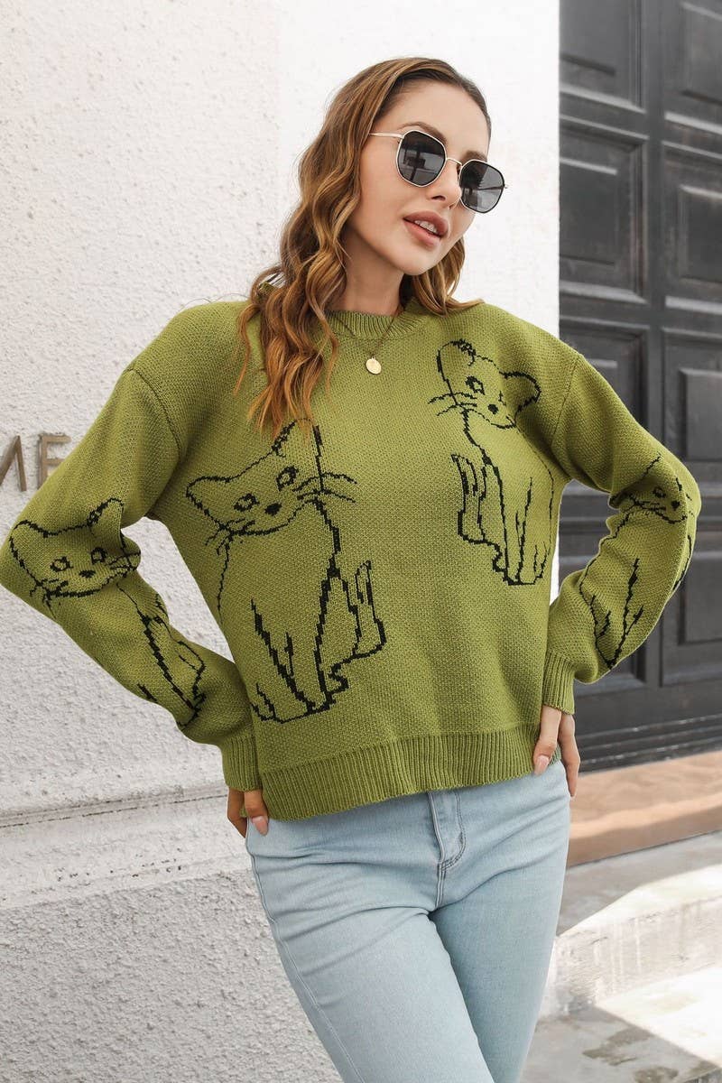 Cat-ch feelings pullover sweater