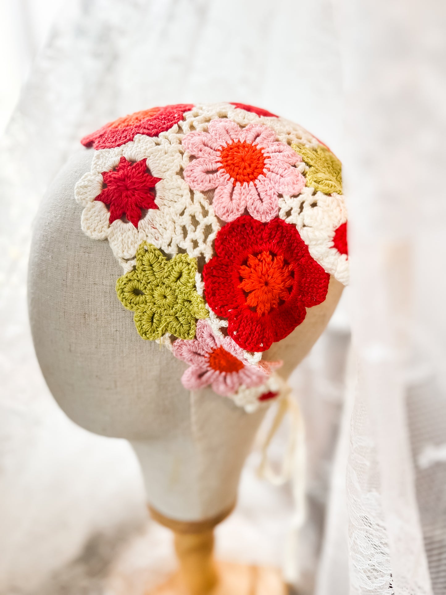 Retro Crochet Headscarf