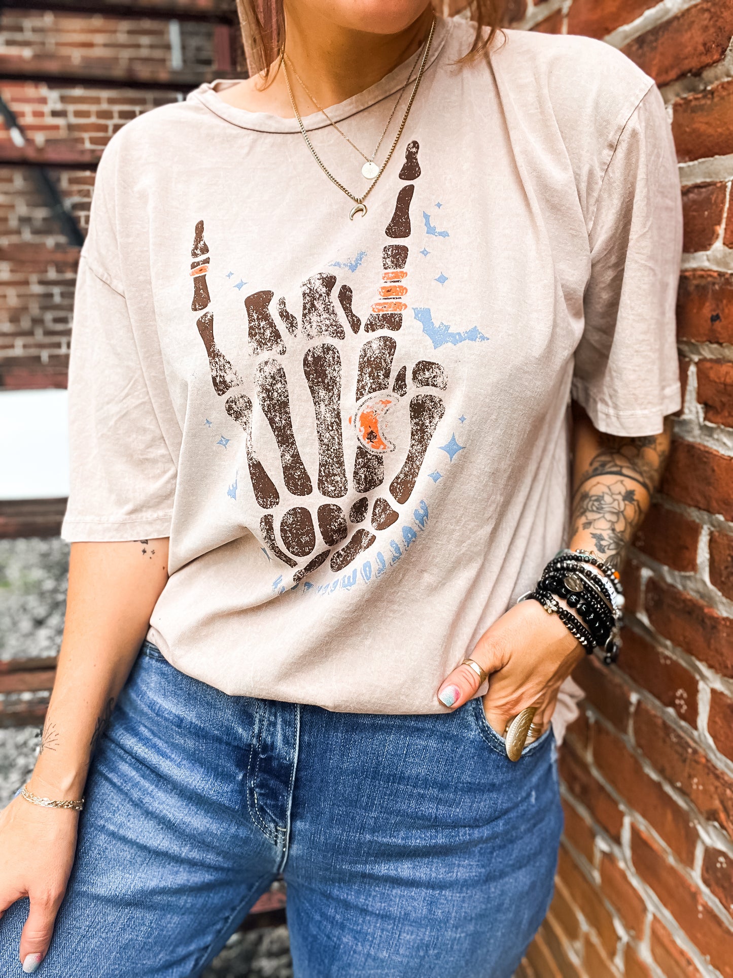 Oversized Skeleton hand Halloweentown tee