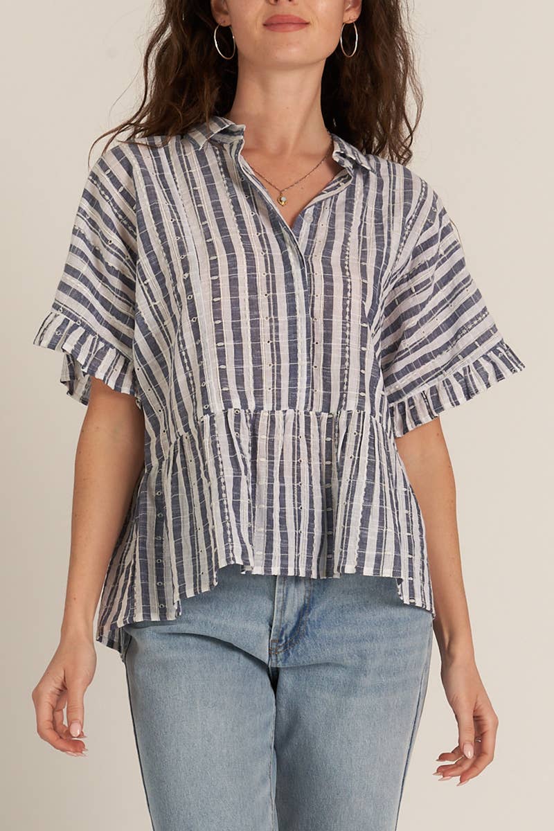 Lainey Stripe Button Down top