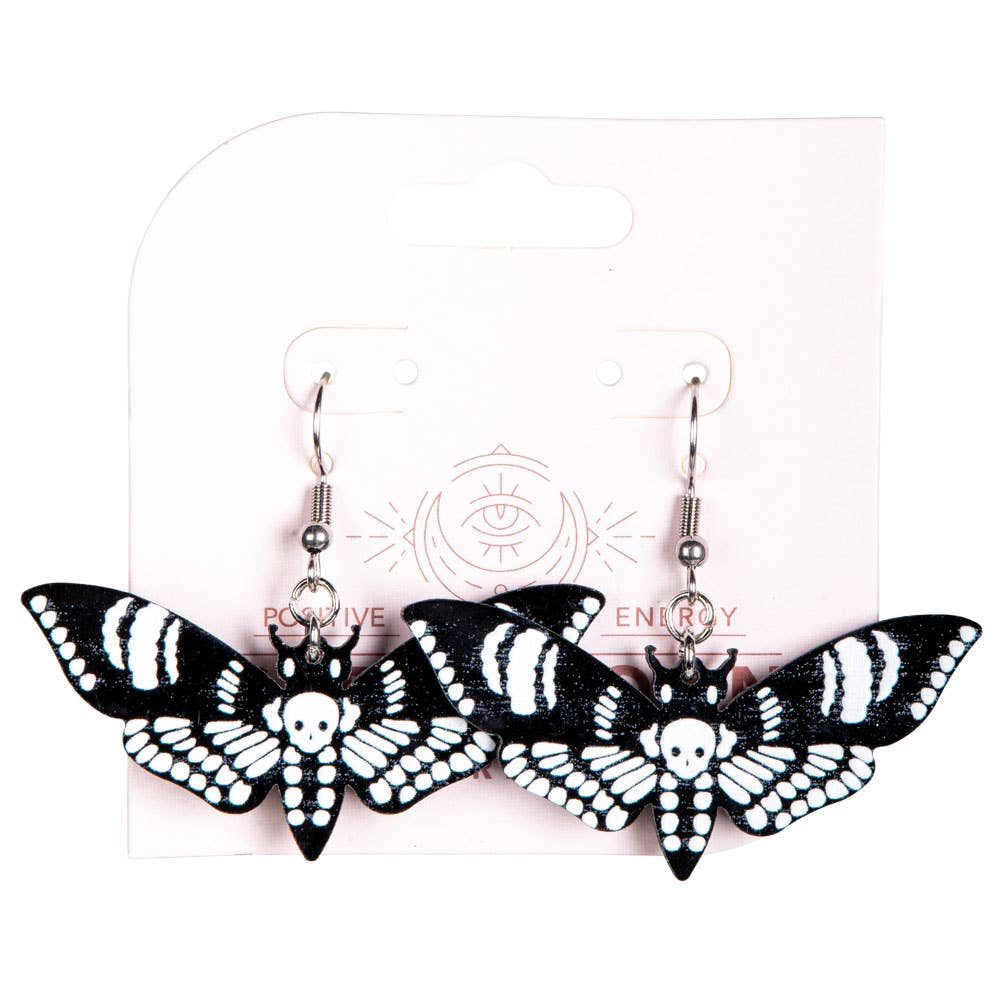 BLACK ACRYLIC MOTH EARRINGS
