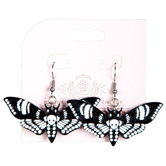 BLACK ACRYLIC MOTH EARRINGS
