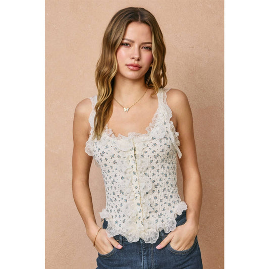Sweet Briar Lace Waffle Tank Top